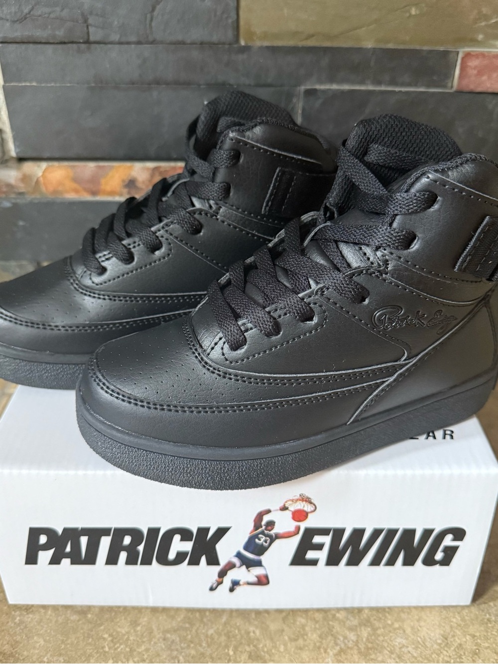 Patrick Ewing Pre-School Size 13 Shoes 33 Orion Strap Black New FAST SHIPPING